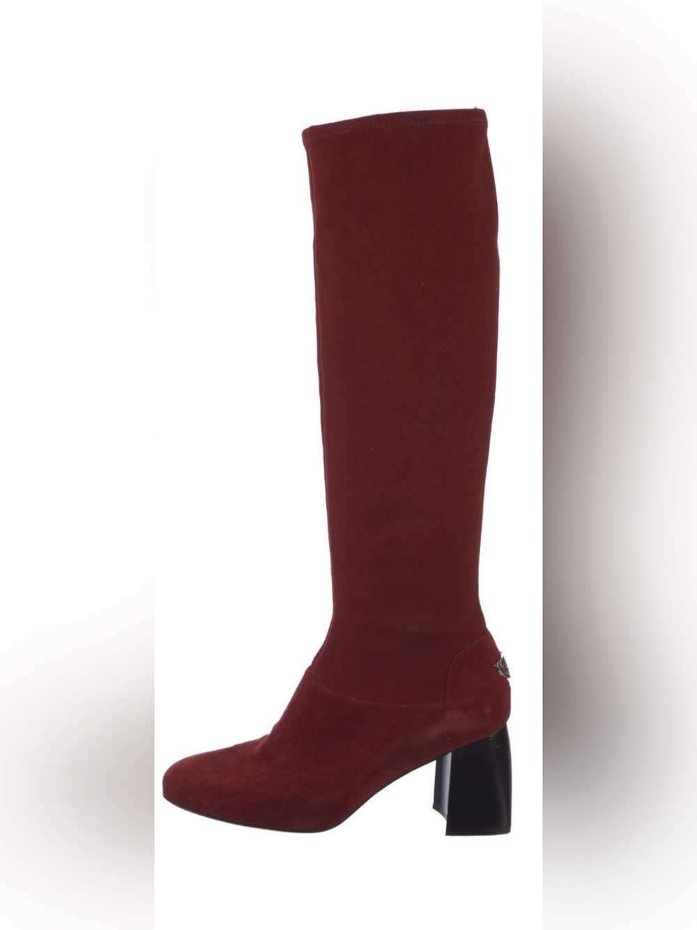 Tory Burch Suede Knee-High Stretch Boot in Burgundy